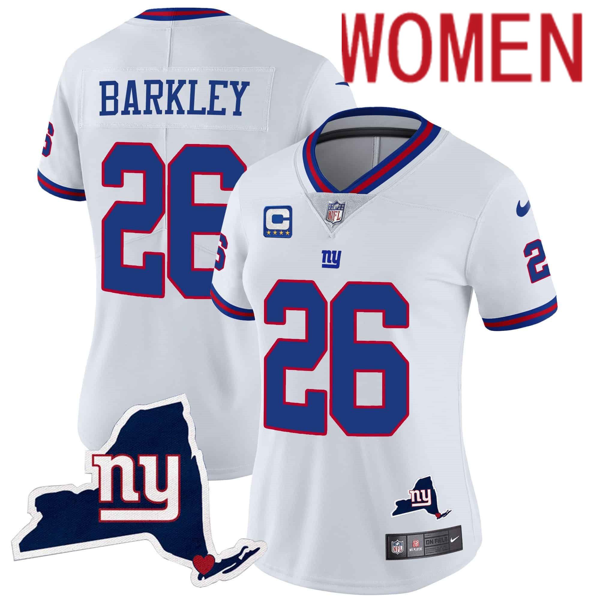 Women New York Giants #26 Barkley White 2024 Nike Map Patch Limited NFL Jersey->women nfl jersey->Women Jersey